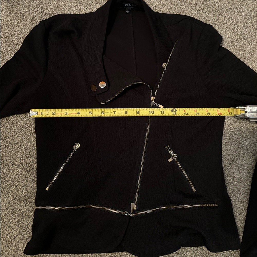 PRIVY Gold Accent Black Asymmetrical Moto Jacket - Picture 7 of 8